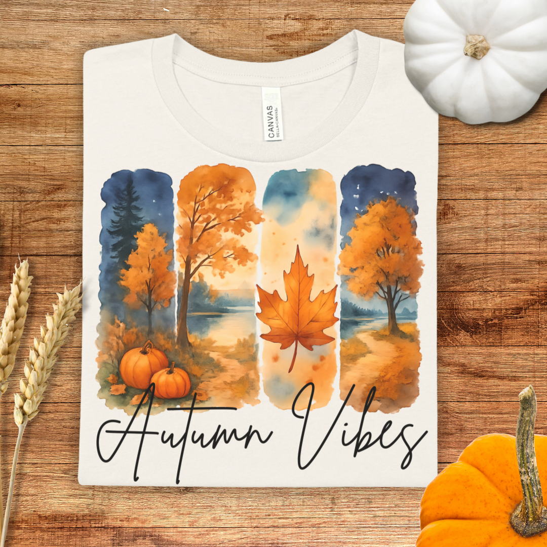 Autumn Vibes Watercolor Brush Stroke Fall T-Shirt