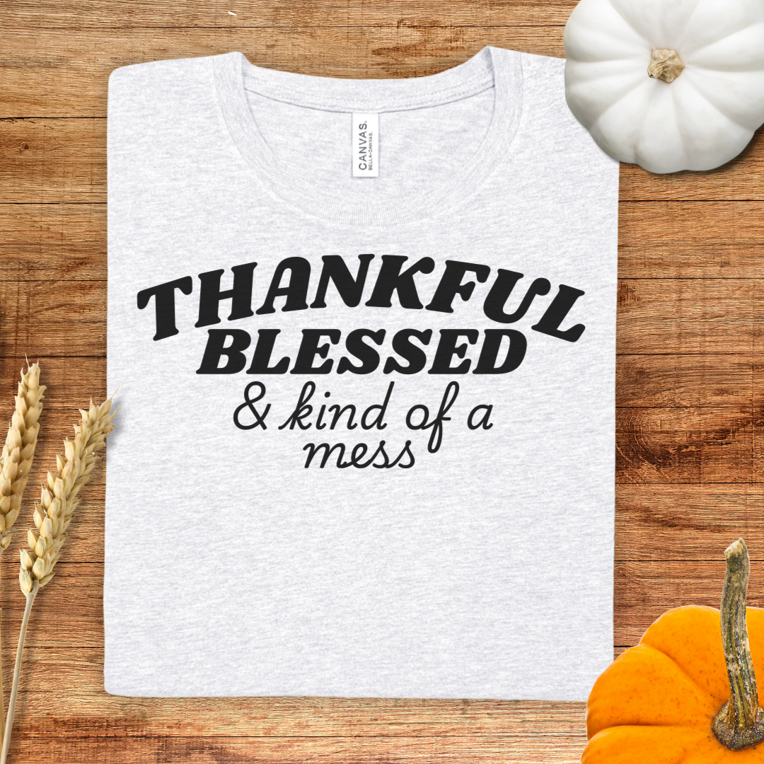 Thankful Blessed & Kind of a Mess Thanksgiving T-Shirt