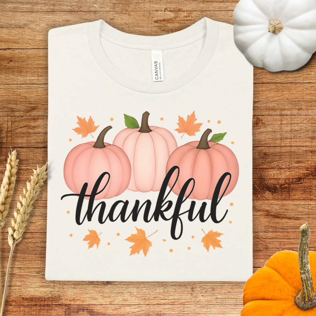 Thankful Pink Pumpkin Fall T-Shirt