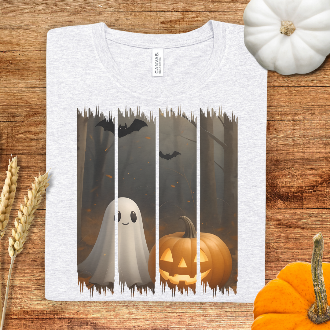 Halloween Ghost Pumpkin Brush Stroke T-Shirt