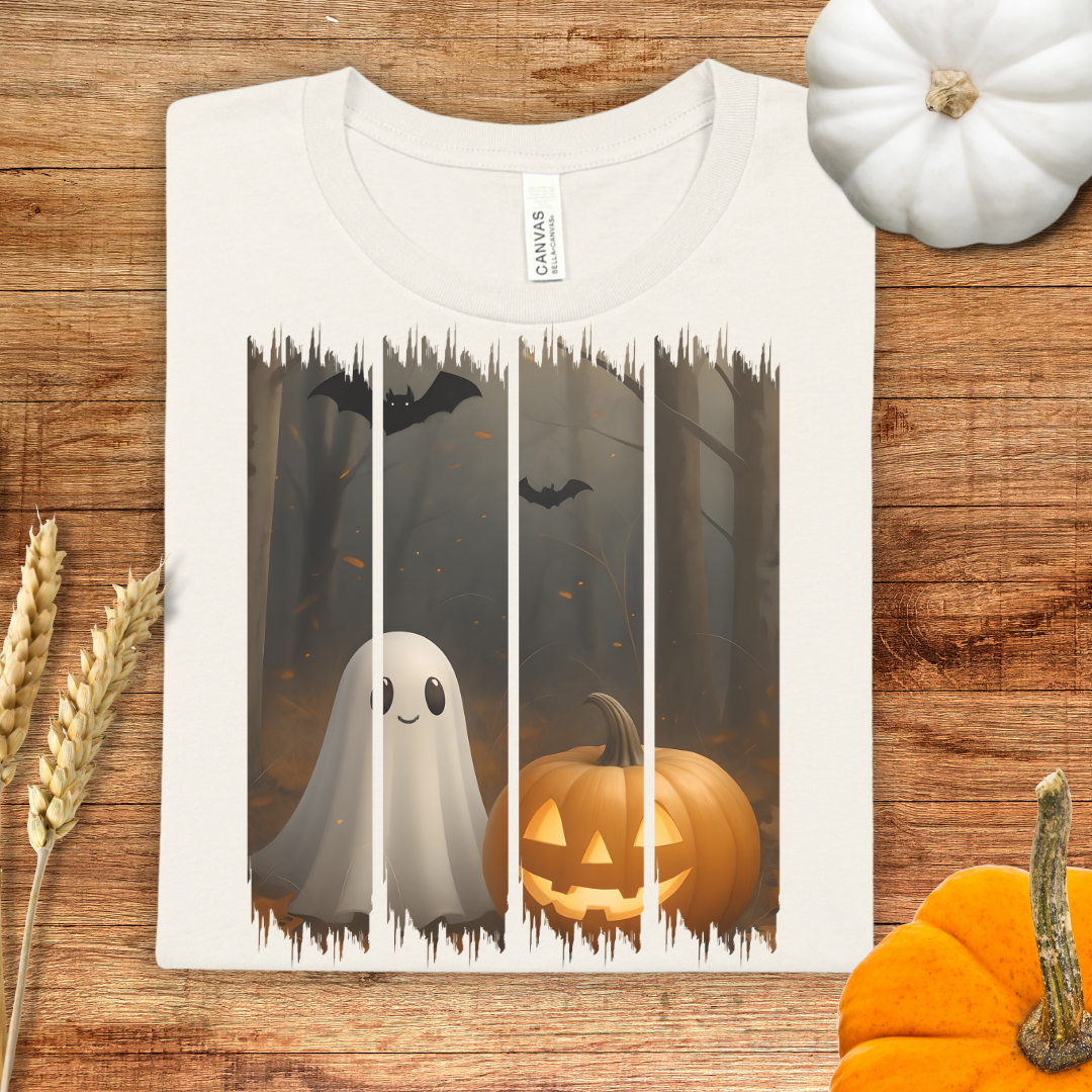 Halloween Ghost Pumpkin Brush Stroke T-Shirt