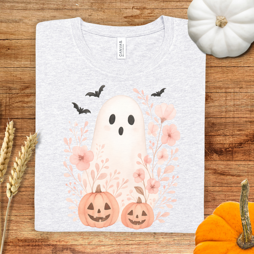 Cute Ghost & Pumpkin Halloween T-Shirt