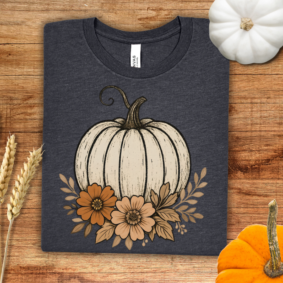 Autumn Pumpkin Floral T-Shirt