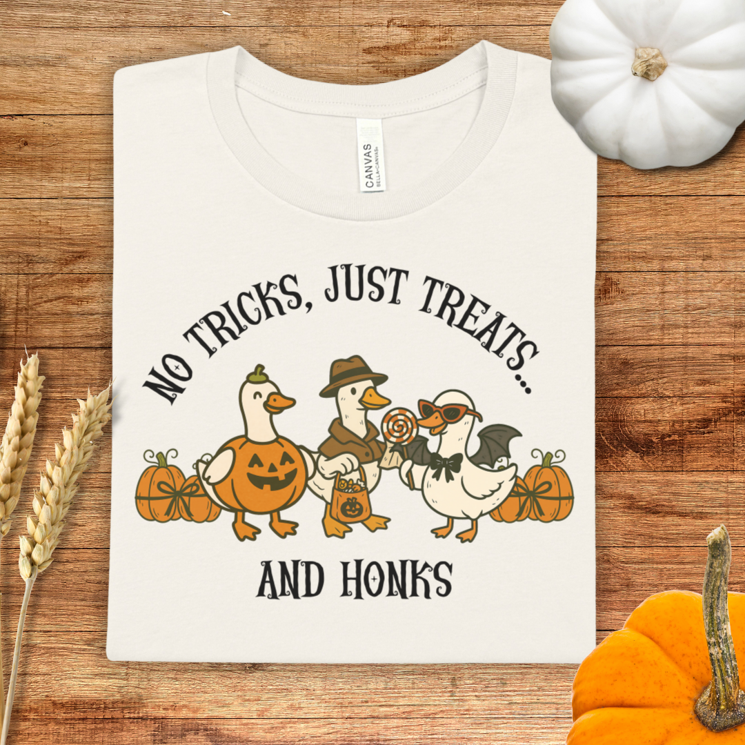 No Tricks, Just Treats.... and Honks Goose Halloween T-Shirt