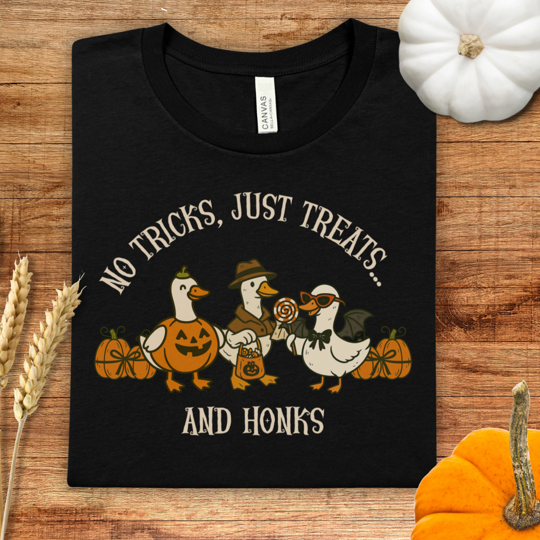 No Tricks, Just Treats.... and Honks Goose Halloween T-Shirt