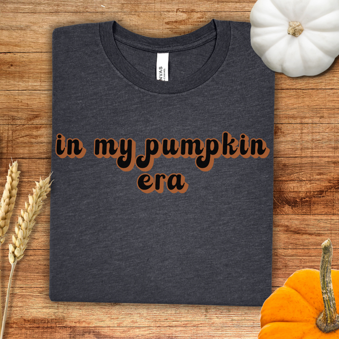 In my Pumpkin Era Black and Orange Retro Style Fall T-Shirt