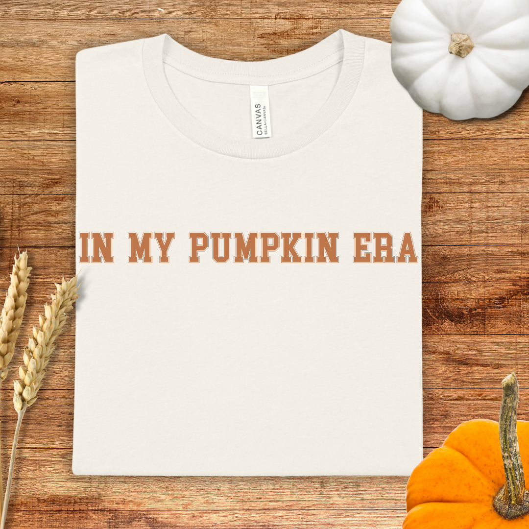 In my Pumpkin Era Orange Varsity Style Fall T-Shirt