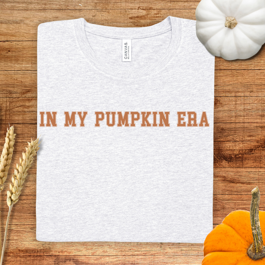 In my Pumpkin Era Orange Varsity Style Fall T-Shirt