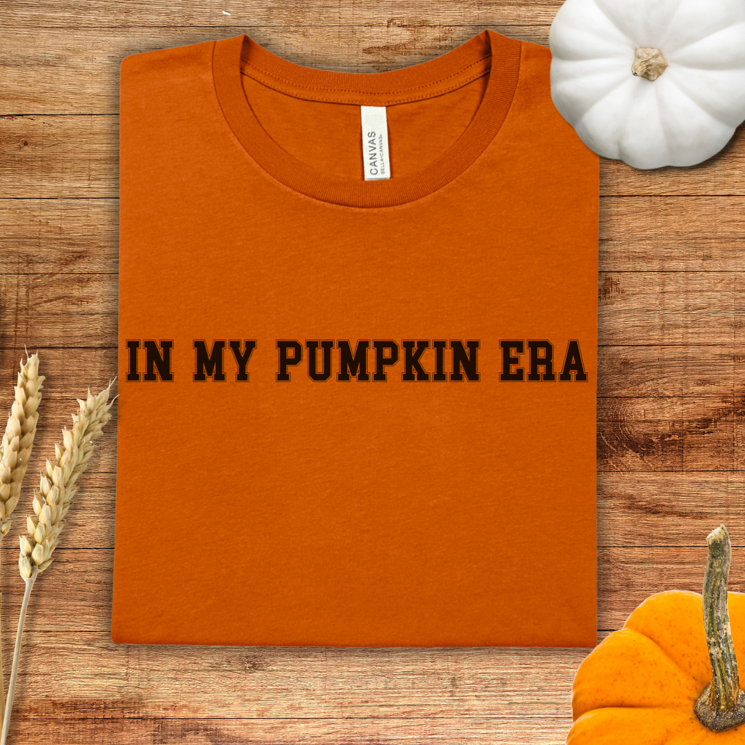 In my Pumpkin Era Varsity Style Fall T-Shirt
