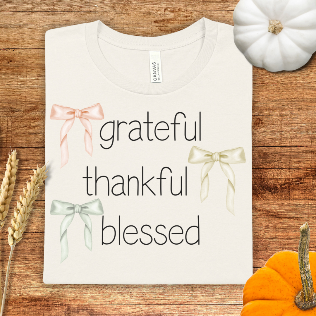 Grateful Thankful Blessed Coquette Thanksgiving T-Shirt