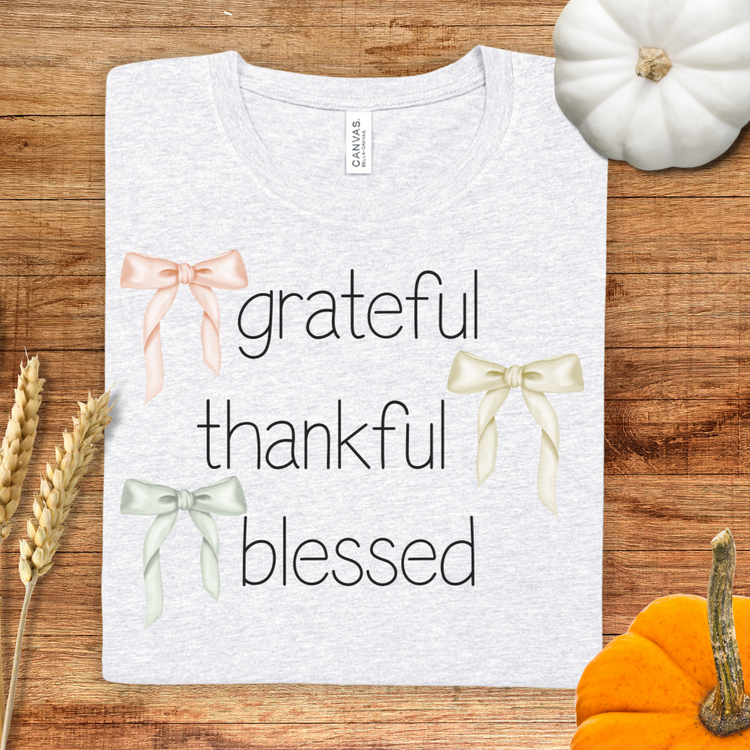 Grateful Thankful Blessed Coquette Thanksgiving T-Shirt