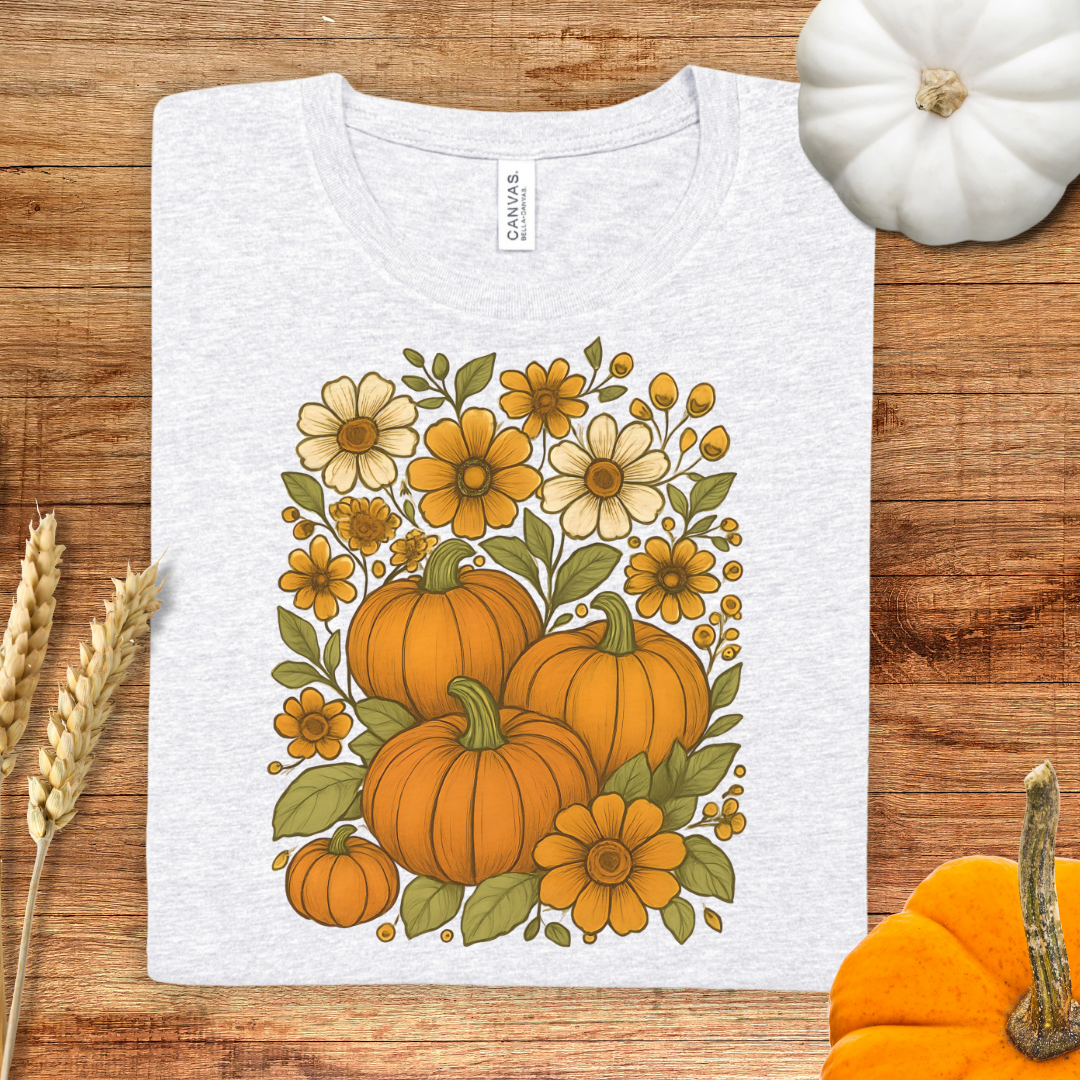 Autumn Floral Pumpkin T-Shirt