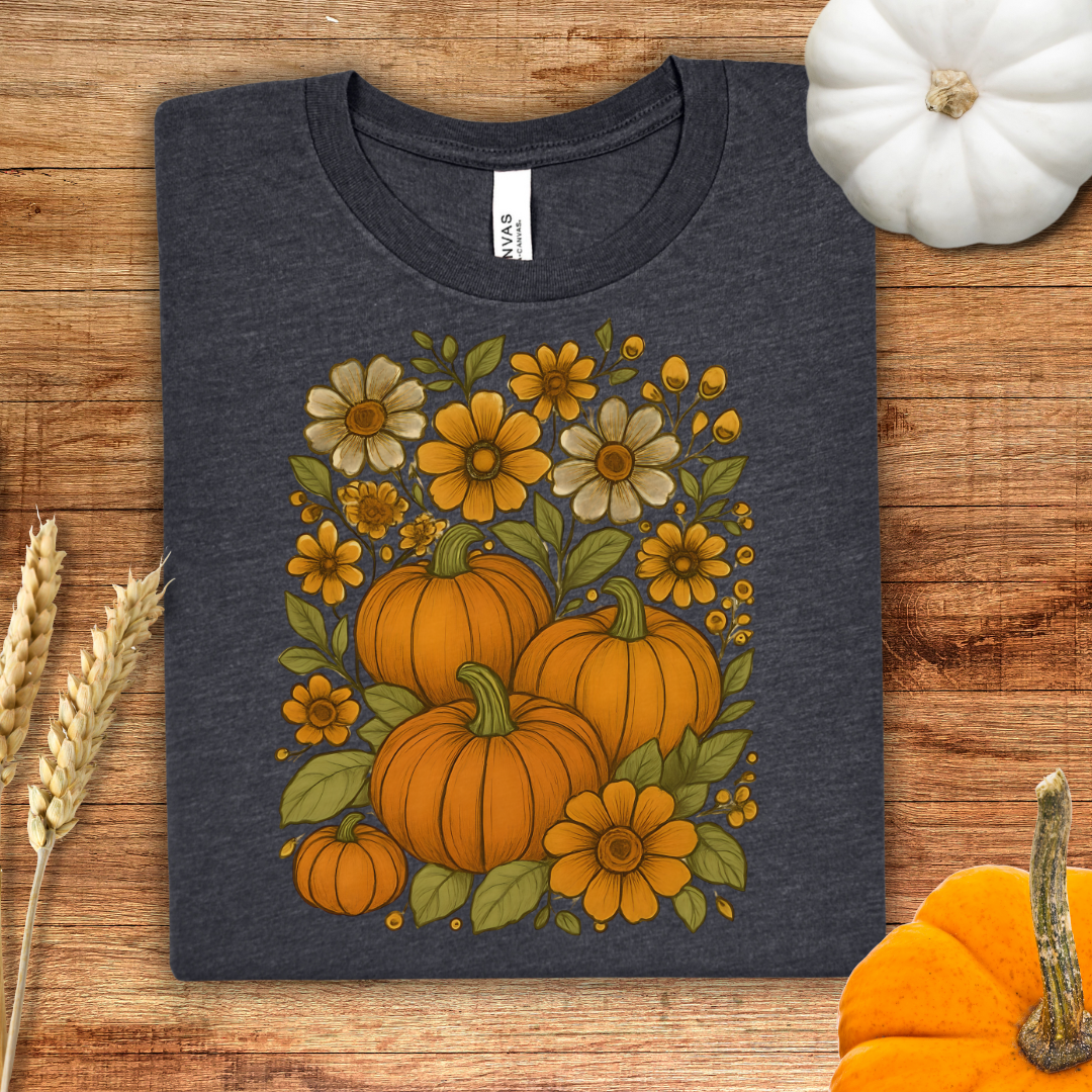 Autumn Floral Pumpkin T-Shirt