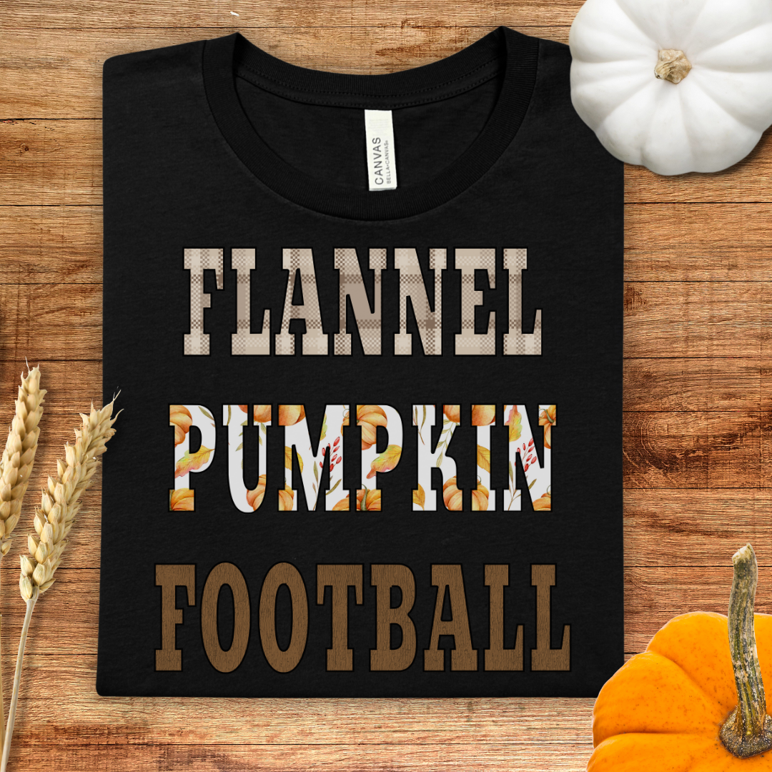 Flannel Pumpkin Football Fall T-Shirt