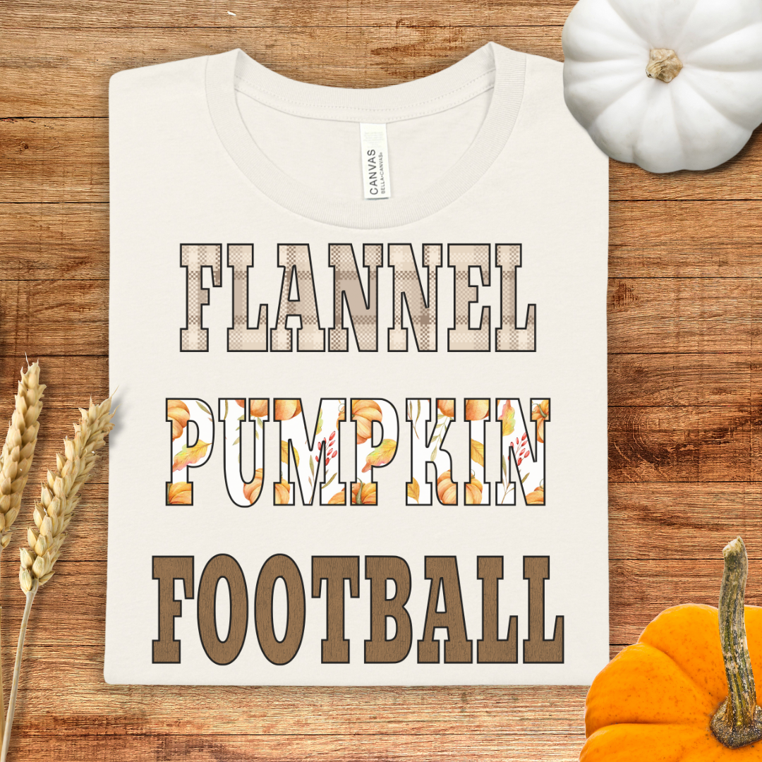 Flannel Pumpkin Football Fall T-Shirt