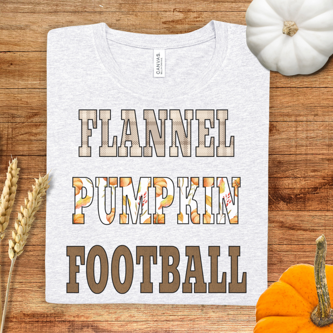 Flannel Pumpkin Football Fall T-Shirt