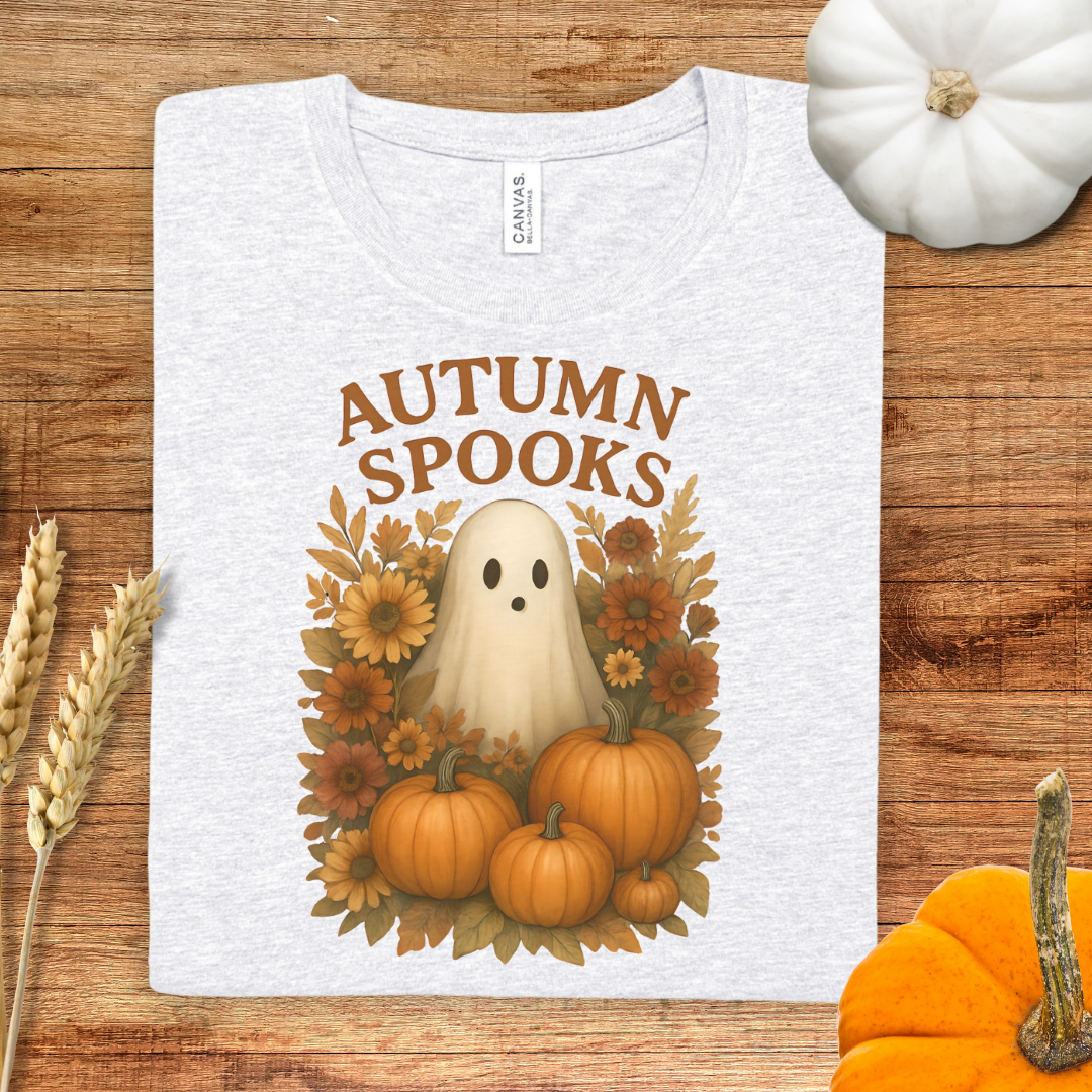 Autumn Spooks Fall Ghost and Florals T-Shirt