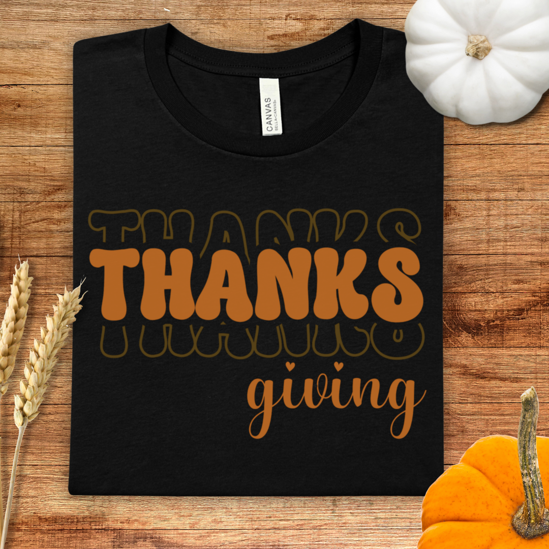 Thanks Thanks Thanksgiving Orange Text T-Shirt