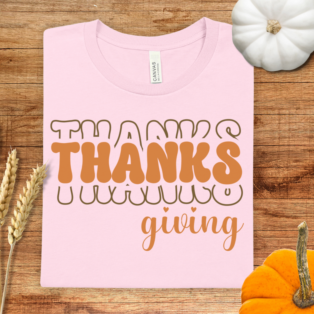 Thanks Thanks Thanksgiving Orange Text T-Shirt