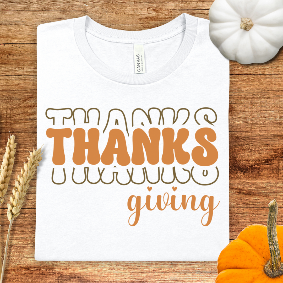 Thanks Thanks Thanksgiving Orange Text T-Shirt