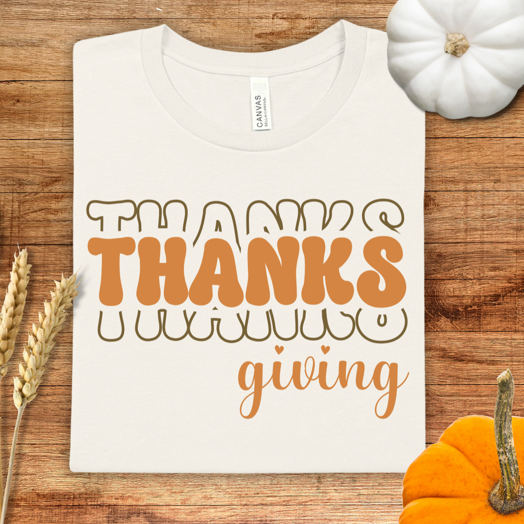 Thanks Thanks Thanksgiving Orange Text T-Shirt
