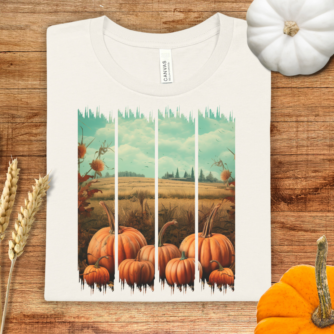 Vintage Harvest Pumpkin Brush Stroke Fall T-Shirt