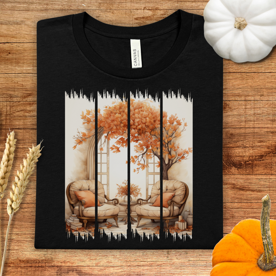 Cozy Autumn Window Seat Brush Stoke Fall T-Shirt