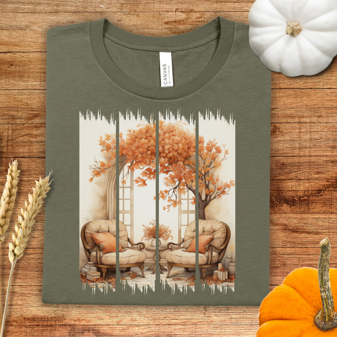 Cozy Autumn Window Seat Brush Stoke Fall T-Shirt