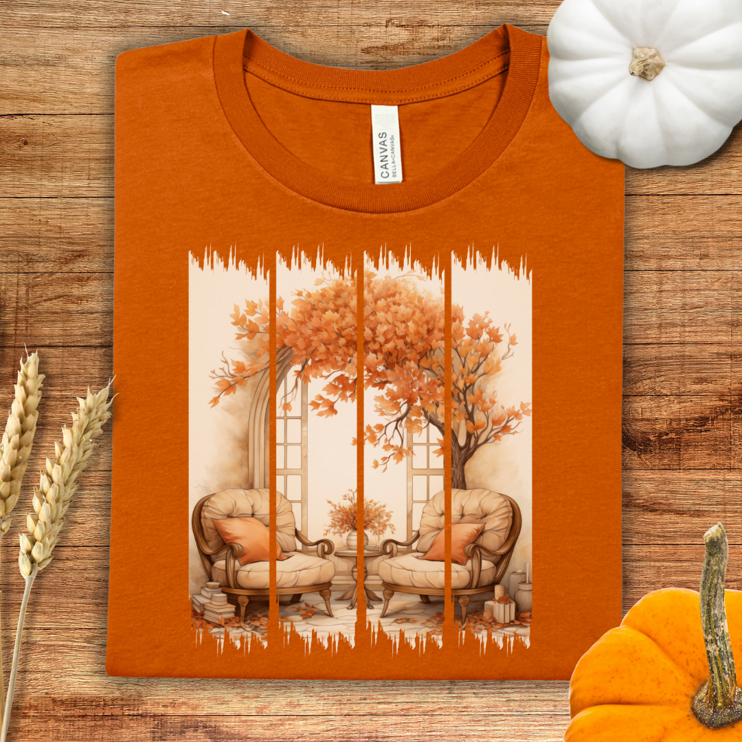 Cozy Autumn Window Seat Brush Stoke Fall T-Shirt