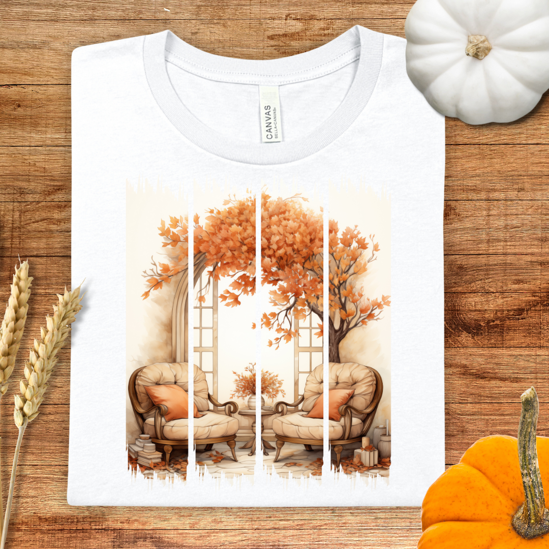 Cozy Autumn Window Seat Brush Stoke Fall T-Shirt