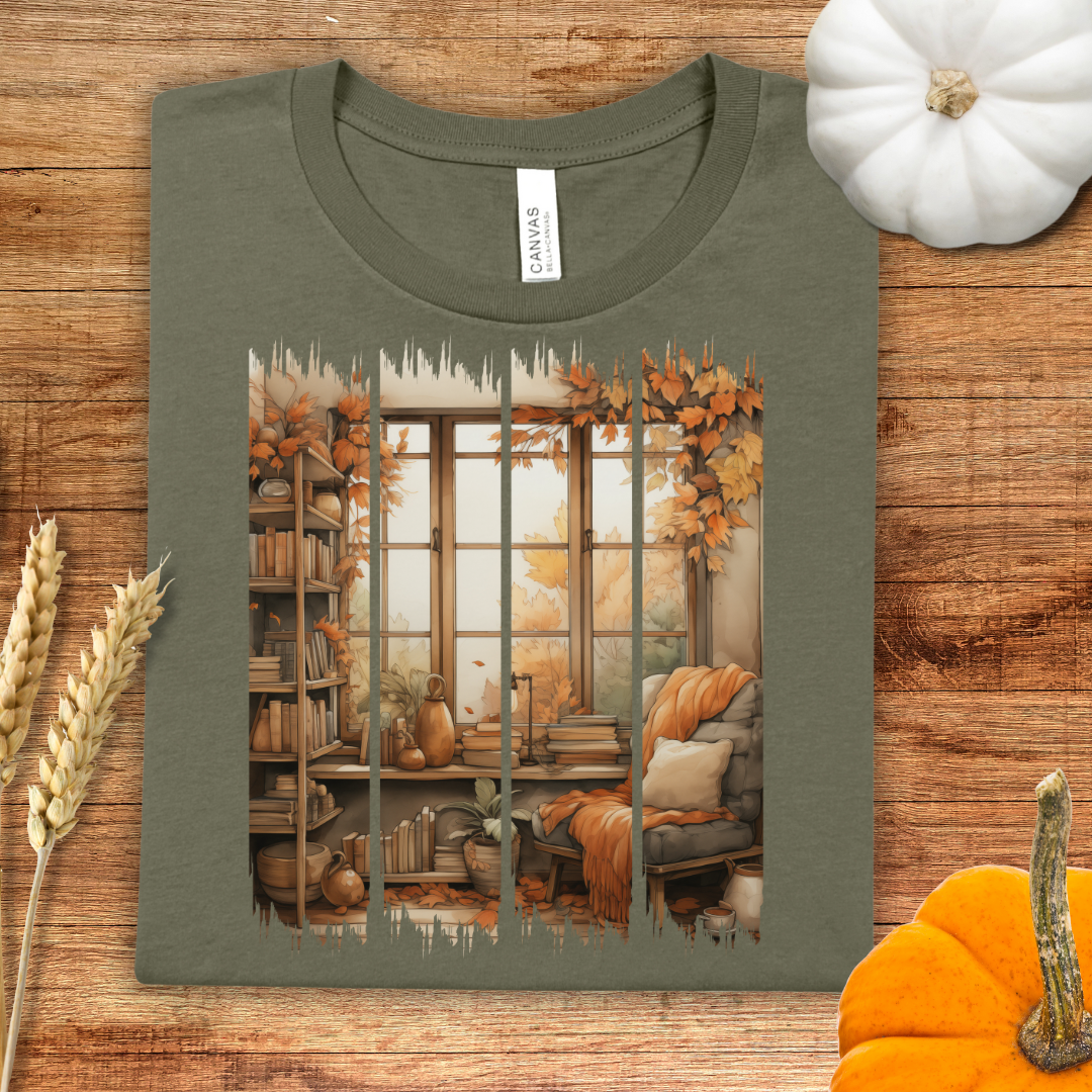 Cozy Window Seat Book Nook Brush Stroke T-Shirt