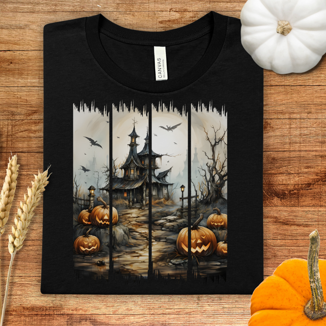 Haunted Castle Pumpkin Path Brush Stroke T-Shirt