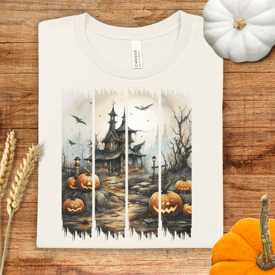 Haunted Castle Pumpkin Path Brush Stroke T-Shirt