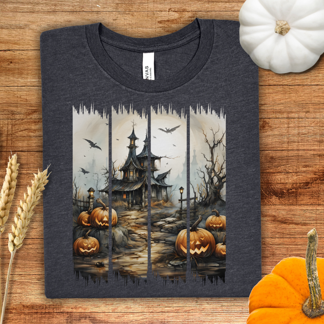 Haunted Castle Pumpkin Path Brush Stroke T-Shirt