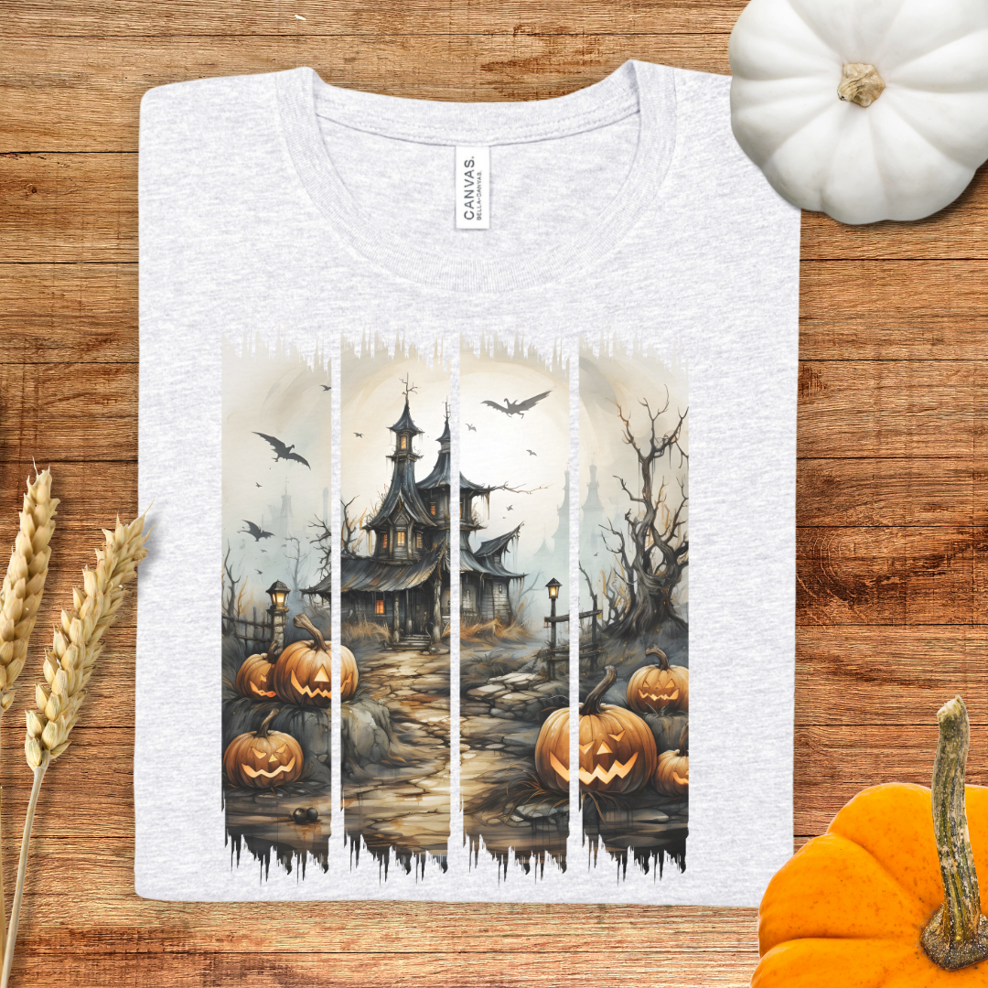 Haunted Castle Pumpkin Path Brush Stroke T-Shirt