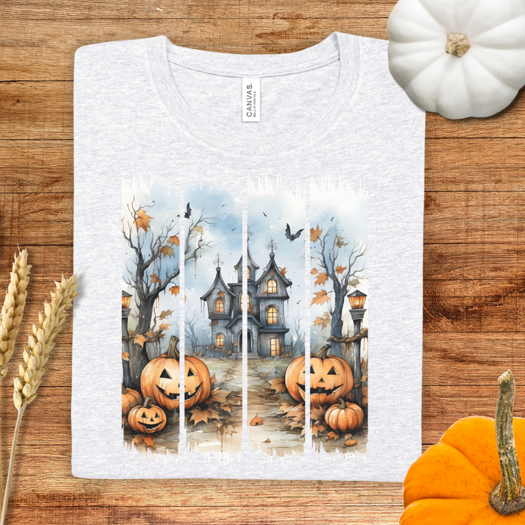 Halloween Haunted House Spooky Brush Stroke T-Shirt