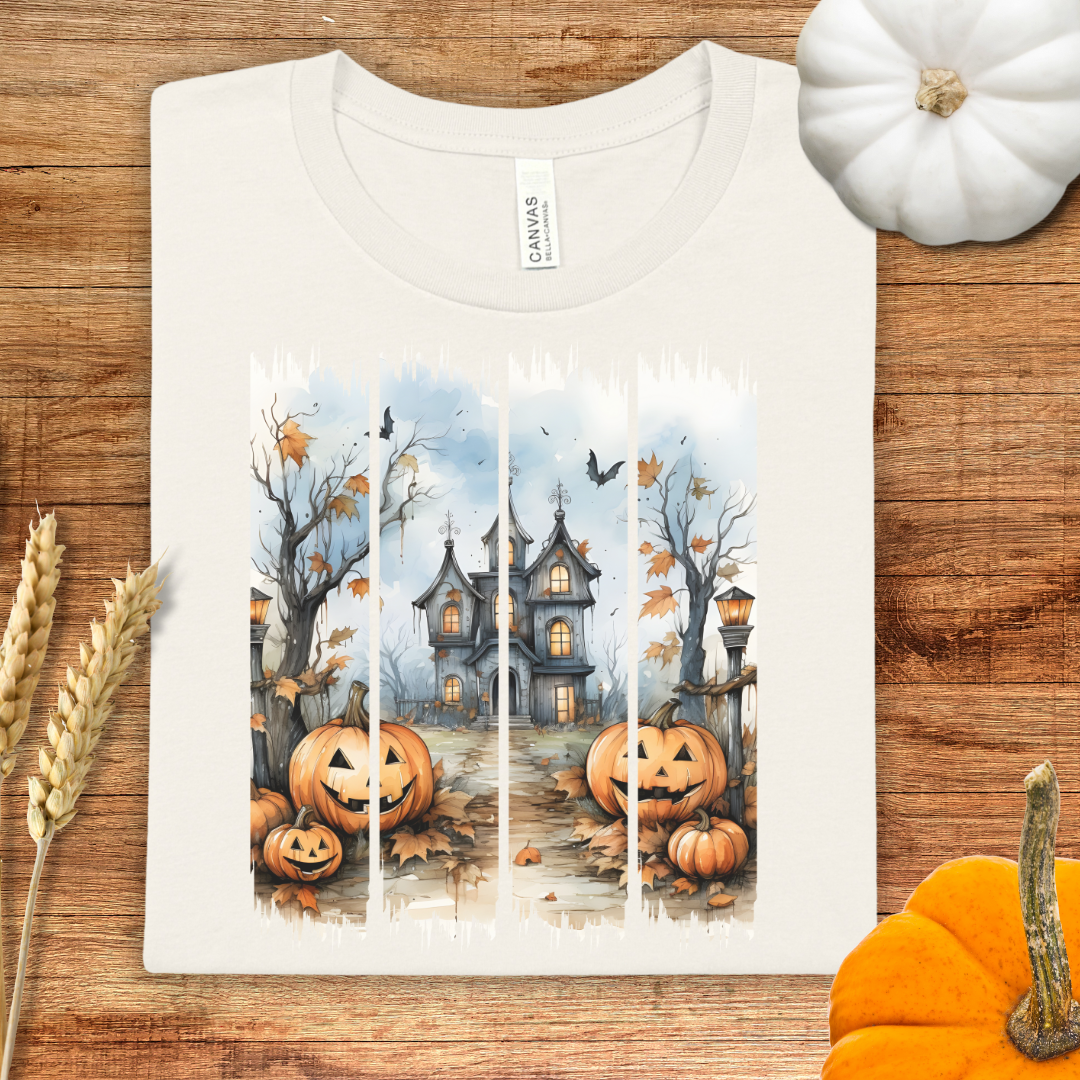 Halloween Haunted House Spooky Brush Stroke T-Shirt