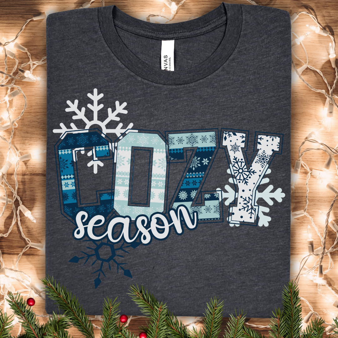 Blue Cozy Season Winter Snowflake T-Shirt