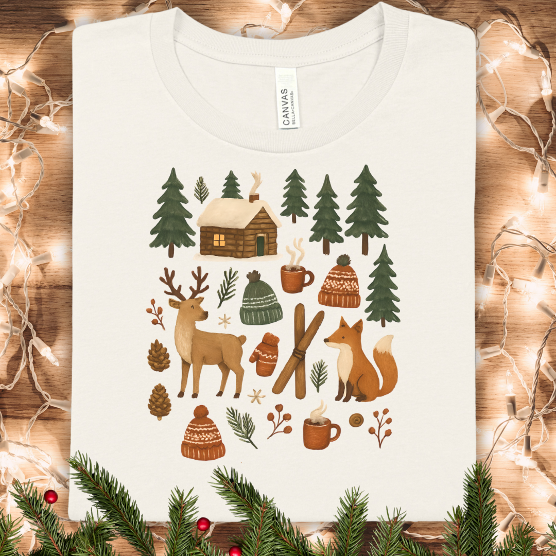 Cozy Rustic Winter Woodland Theme T-Shirt