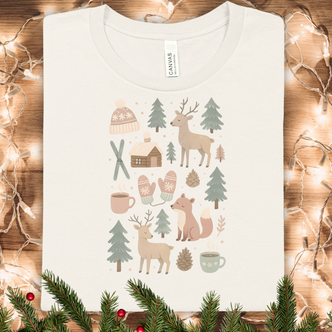 Cozy Pastel Winter Woodland T-Shirt