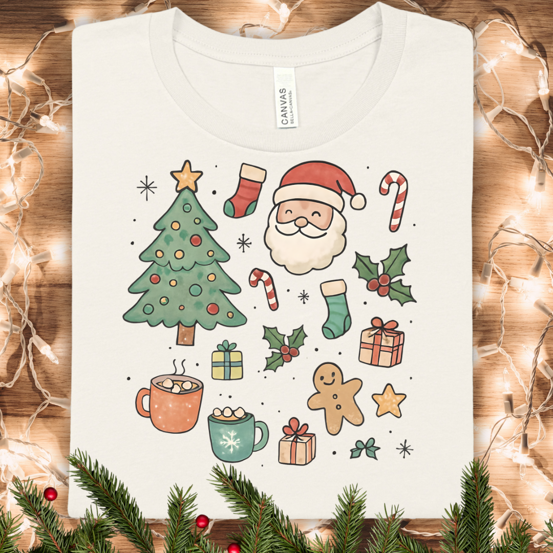 Festive Holiday Clip Art Christmas T-Shirt