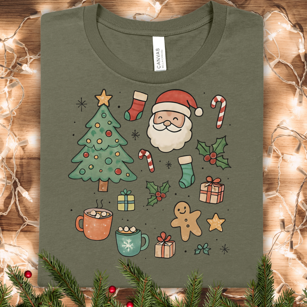 Festive Holiday Clip Art Christmas T-Shirt