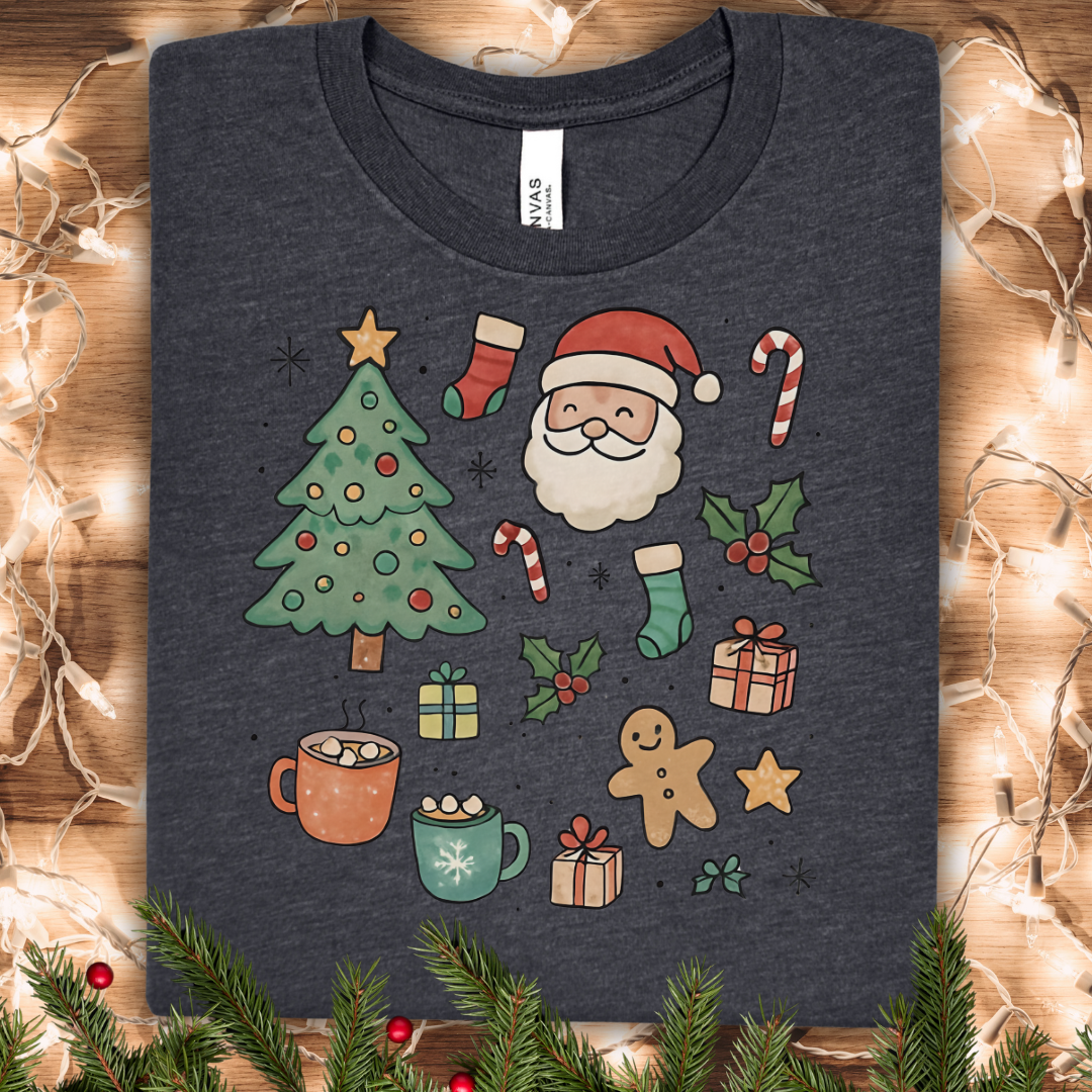 Festive Holiday Clip Art Christmas T-Shirt