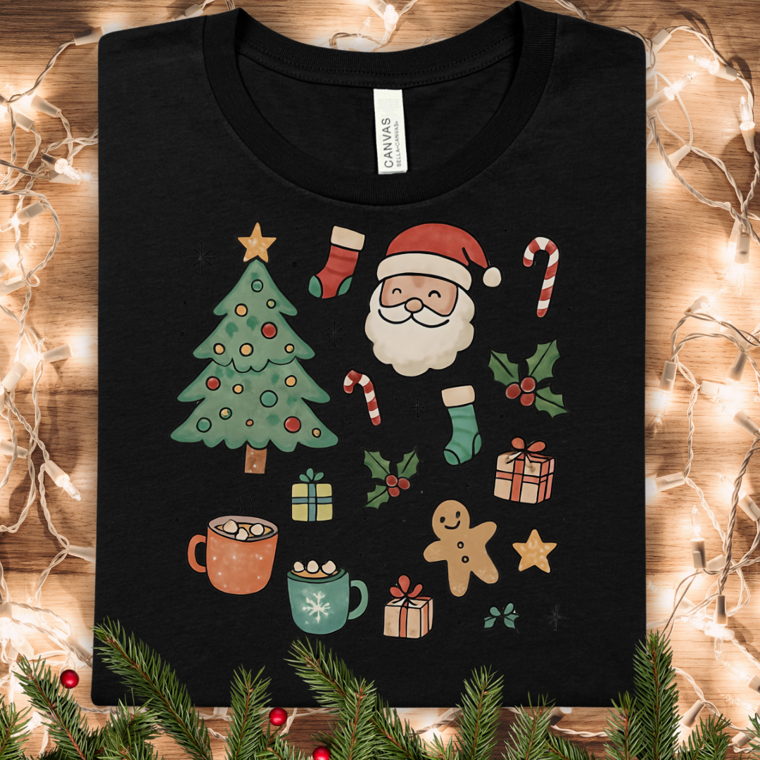 Festive Holiday Clip Art Christmas T-Shirt