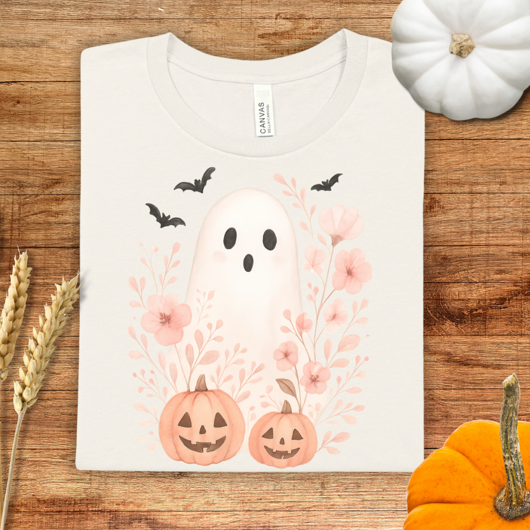 Cute Ghost & Pumpkin Halloween T-Shirt