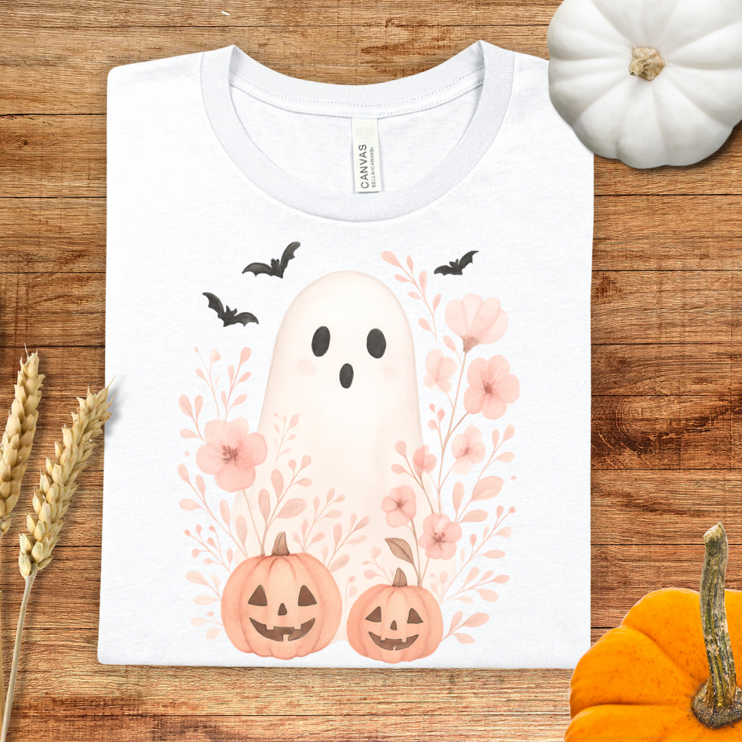 Cute Ghost & Pumpkin Halloween T-Shirt