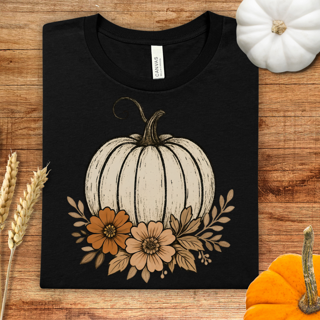 Autumn Pumpkin Floral T-Shirt