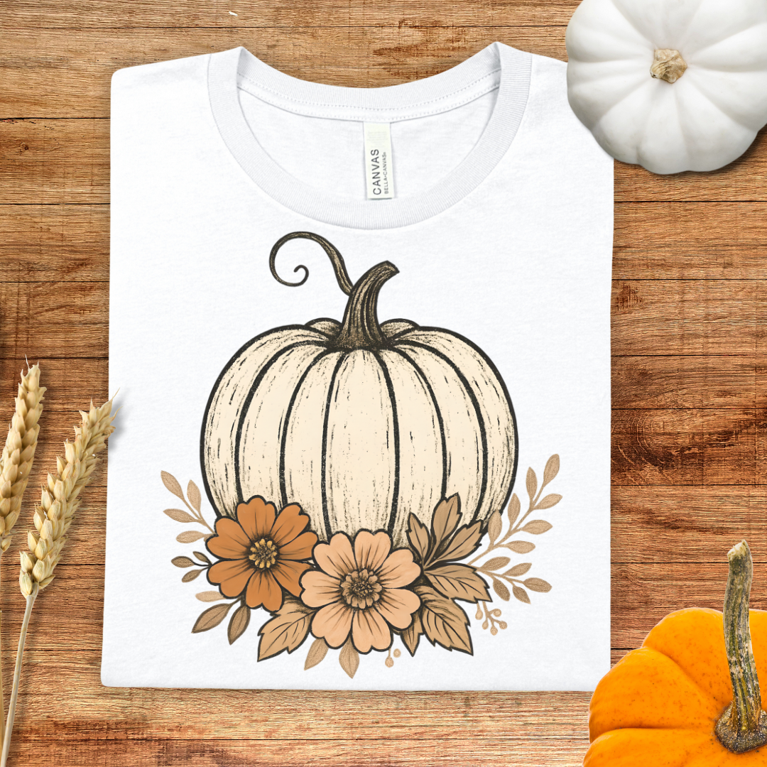 Autumn Pumpkin Floral T-Shirt