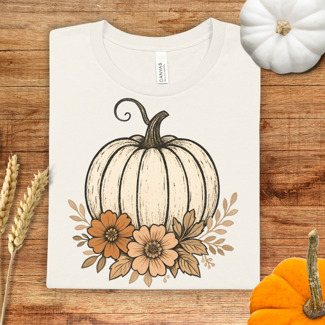 Autumn Pumpkin Floral T-Shirt