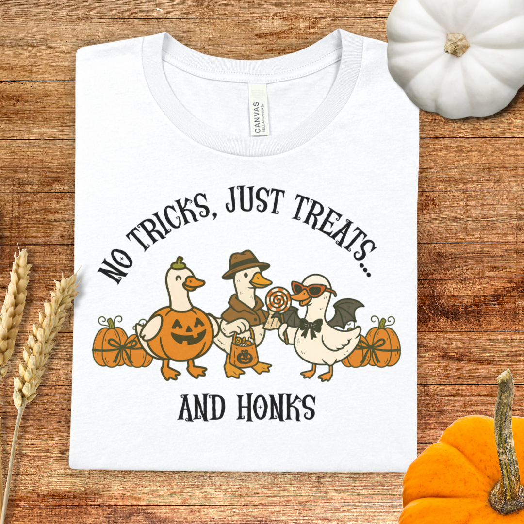 No Tricks, Just Treats.... and Honks Goose Halloween T-Shirt